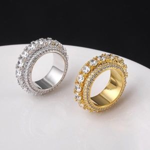 Silver/Gold Spinning Iced Out Prong Set CZ Ring